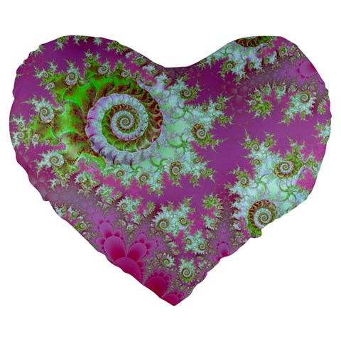 Raspberry Lime Surprise, Abstract Sea Garden  19  Premium Heart Shape Cushion from ArtsNow.com Front