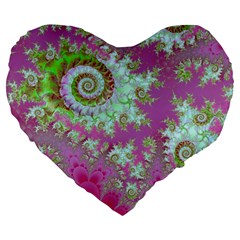 Raspberry Lime Surprise, Abstract Sea Garden  19  Premium Heart Shape Cushion from ArtsNow.com Front