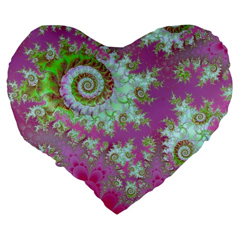 Raspberry Lime Surprise, Abstract Sea Garden  19  Premium Heart Shape Cushion from ArtsNow.com Back