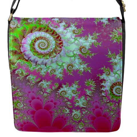 Raspberry Lime Surprise, Abstract Sea Garden  Flap Closure Messenger Bag (Small) from ArtsNow.com Front