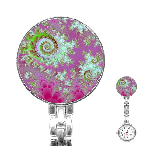 Raspberry Lime Surprise, Abstract Sea Garden  Stainless Steel Nurses Watch from ArtsNow.com Front