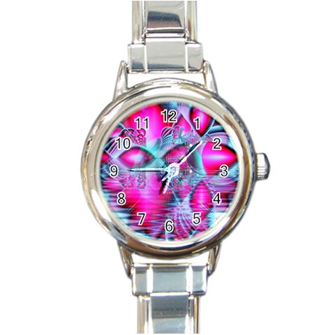 Ruby Red Crystal Palace, Abstract Jewels Round Italian Charm Watch from ArtsNow.com Front