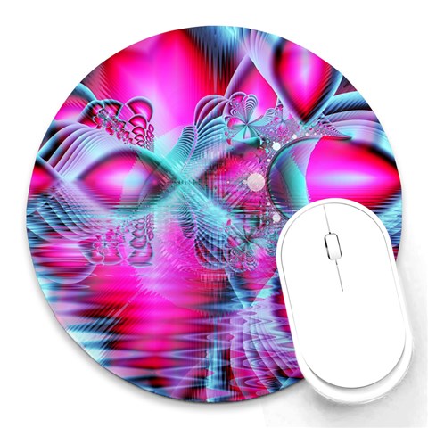 Ruby Red Crystal Palace, Abstract Jewels 8  Mouse Pad (Round) from ArtsNow.com Front