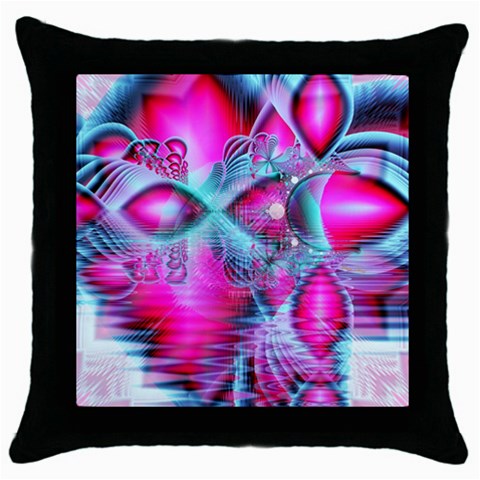 Ruby Red Crystal Palace, Abstract Jewels Black Throw Pillow Case from ArtsNow.com Front