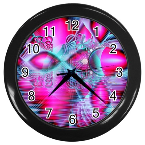 Ruby Red Crystal Palace, Abstract Jewels Wall Clock (Black) from ArtsNow.com Front