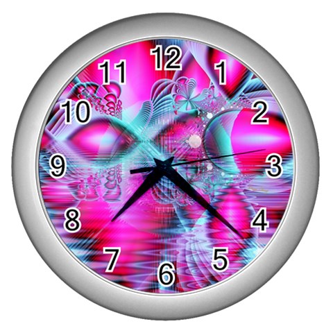 Ruby Red Crystal Palace, Abstract Jewels Wall Clock (Silver) from ArtsNow.com Front