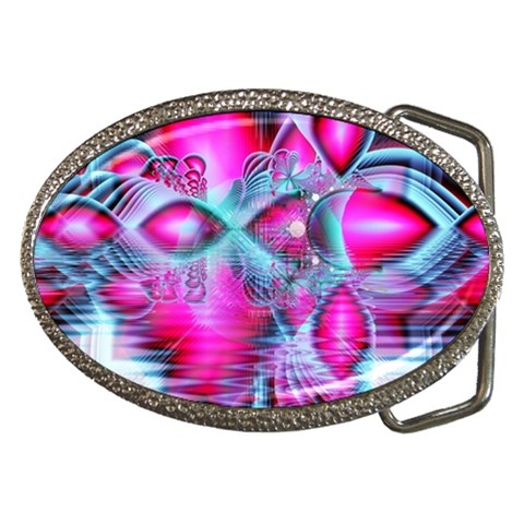 Ruby Red Crystal Palace, Abstract Jewels Belt Buckle (Oval) from ArtsNow.com Front