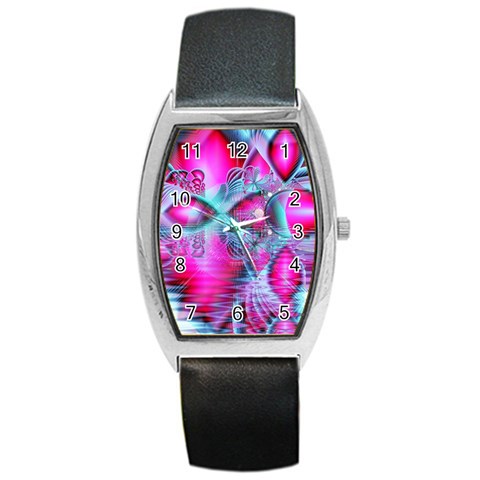 Ruby Red Crystal Palace, Abstract Jewels Tonneau Leather Watch from ArtsNow.com Front