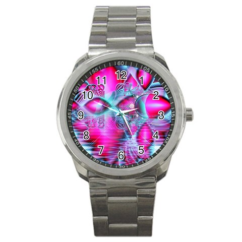 Ruby Red Crystal Palace, Abstract Jewels Sport Metal Watch from ArtsNow.com Front