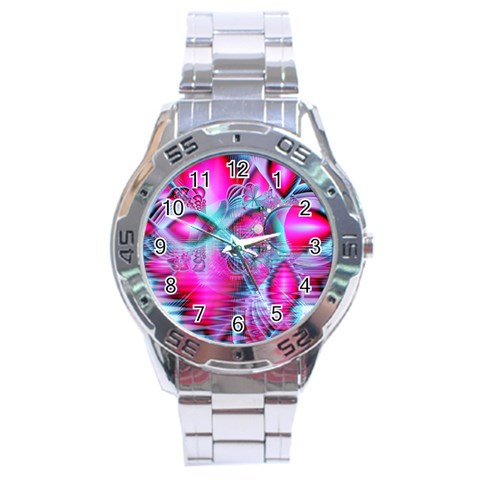 Ruby Red Crystal Palace, Abstract Jewels Stainless Steel Watch from ArtsNow.com Front