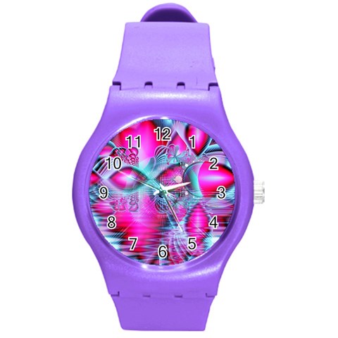 Ruby Red Crystal Palace, Abstract Jewels Plastic Sport Watch (Medium) from ArtsNow.com Front