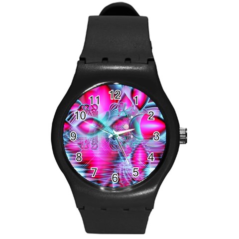 Ruby Red Crystal Palace, Abstract Jewels Plastic Sport Watch (Medium) from ArtsNow.com Front