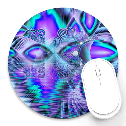 Peacock Crystal Palace Of Dreams, Abstract 8  Mouse Pad (Round) from ArtsNow.com Front