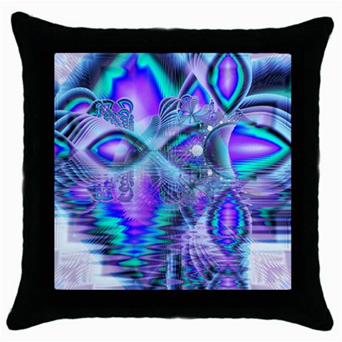 Peacock Crystal Palace Of Dreams, Abstract Black Throw Pillow Case from ArtsNow.com Front