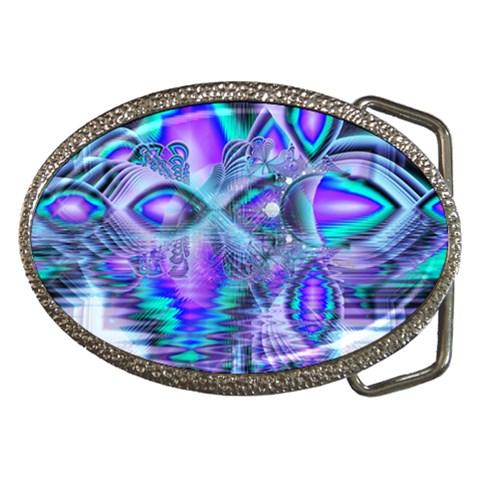 Peacock Crystal Palace Of Dreams, Abstract Belt Buckle (Oval) from ArtsNow.com Front