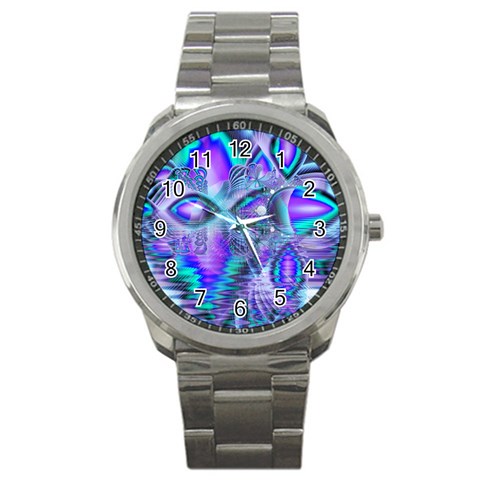 Peacock Crystal Palace Of Dreams, Abstract Sport Metal Watch from ArtsNow.com Front