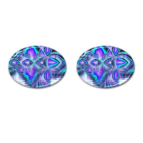 Peacock Crystal Palace Of Dreams, Abstract Cufflinks (Oval) from ArtsNow.com Front(Pair)