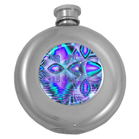 Peacock Crystal Palace Of Dreams, Abstract Hip Flask (Round) from ArtsNow.com Front