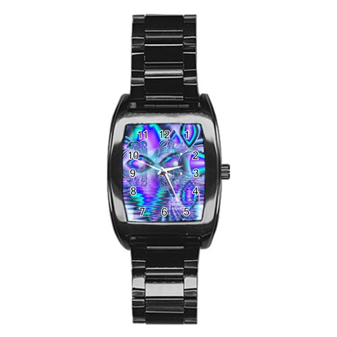 Peacock Crystal Palace Of Dreams, Abstract Stainless Steel Barrel Watch from ArtsNow.com Front