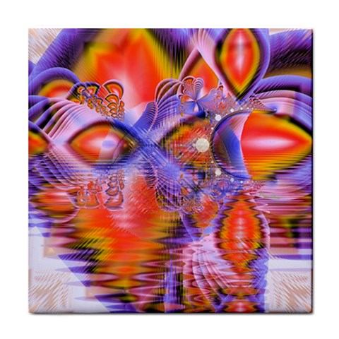 Crystal Star Dance, Abstract Purple Orange Ceramic Tile from ArtsNow.com Front