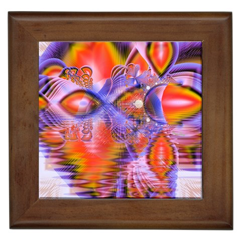 Crystal Star Dance, Abstract Purple Orange Framed Ceramic Tile from ArtsNow.com Front