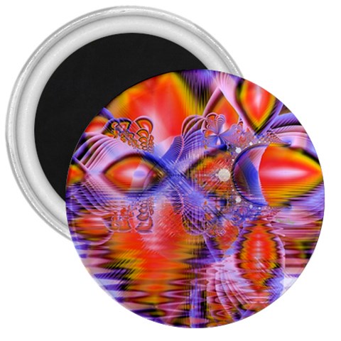 Crystal Star Dance, Abstract Purple Orange 3  Button Magnet from ArtsNow.com Front