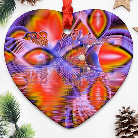 Crystal Star Dance, Abstract Purple Orange Heart Ornament from ArtsNow.com Front