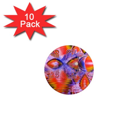 Crystal Star Dance, Abstract Purple Orange 1  Mini Button Magnet (10 pack) from ArtsNow.com Front