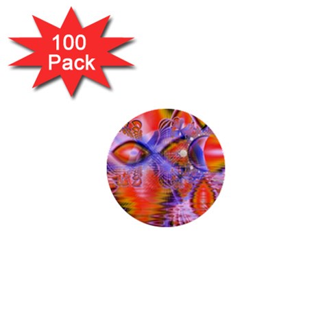 Crystal Star Dance, Abstract Purple Orange 1  Mini Button (100 pack) from ArtsNow.com Front