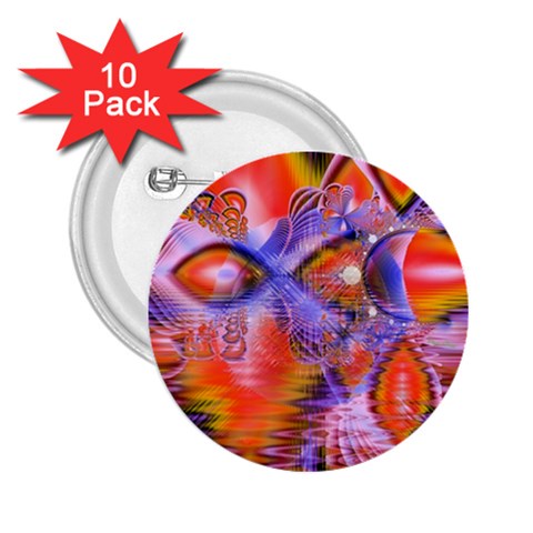 Crystal Star Dance, Abstract Purple Orange 2.25  Button (10 pack) from ArtsNow.com Front