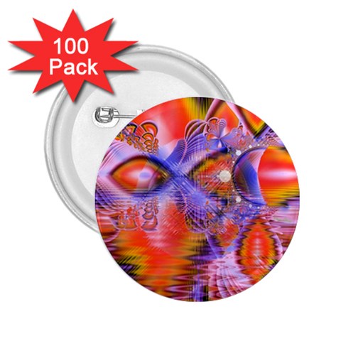 Crystal Star Dance, Abstract Purple Orange 2.25  Button (100 pack) from ArtsNow.com Front