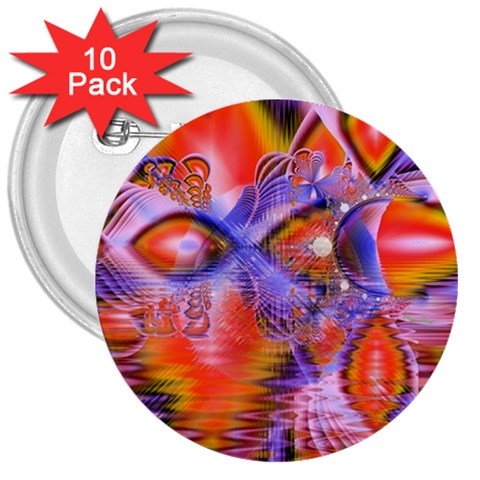 Crystal Star Dance, Abstract Purple Orange 3  Button (10 pack) from ArtsNow.com Front