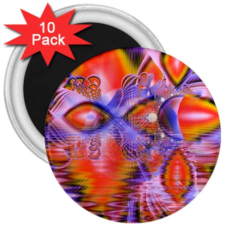 Crystal Star Dance, Abstract Purple Orange 3  Button Magnet (10 pack) from ArtsNow.com Front