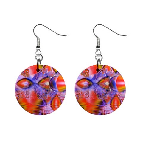 Crystal Star Dance, Abstract Purple Orange Mini Button Earrings from ArtsNow.com Front