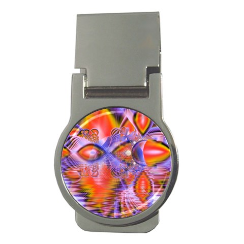 Crystal Star Dance, Abstract Purple Orange Money Clip (Round) from ArtsNow.com Front