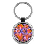 Crystal Star Dance, Abstract Purple Orange Key Chain (Round)