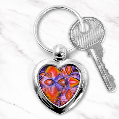 Crystal Star Dance, Abstract Purple Orange Key Chain (Heart) from ArtsNow.com Front