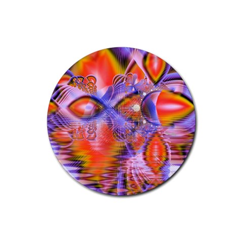 Crystal Star Dance, Abstract Purple Orange Drink Coaster (Round) from ArtsNow.com Front