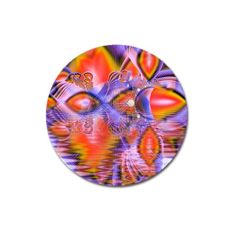 Crystal Star Dance, Abstract Purple Orange Magnet 3  (Round) from ArtsNow.com Front