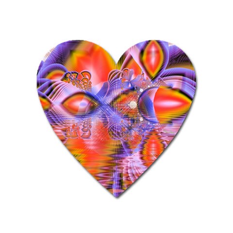 Crystal Star Dance, Abstract Purple Orange Magnet (Heart) from ArtsNow.com Front