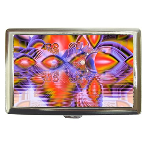 Crystal Star Dance, Abstract Purple Orange Cigarette Money Case from ArtsNow.com Front