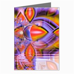 Crystal Star Dance, Abstract Purple Orange Greeting Card from ArtsNow.com Left