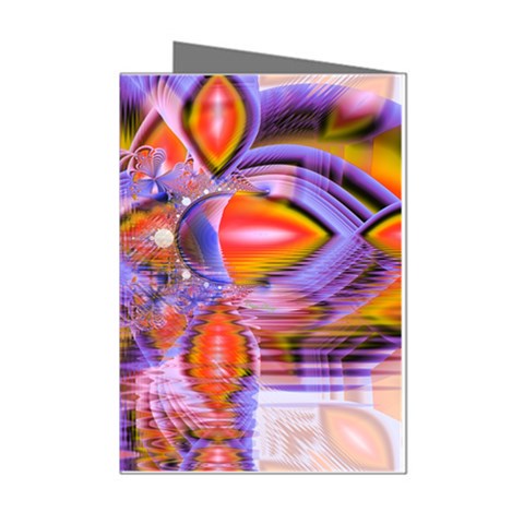 Crystal Star Dance, Abstract Purple Orange Mini Greeting Card (8 Pack) from ArtsNow.com Left