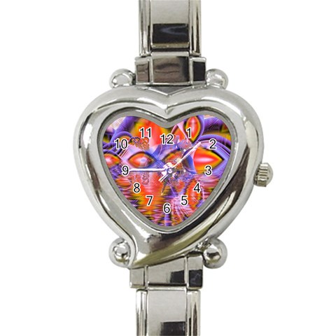 Crystal Star Dance, Abstract Purple Orange Heart Italian Charm Watch  from ArtsNow.com Front