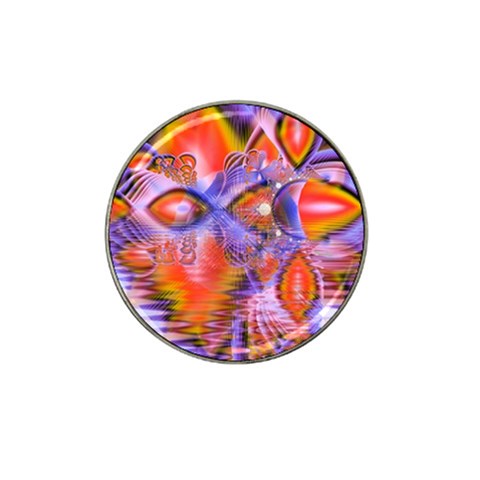 Crystal Star Dance, Abstract Purple Orange Golf Ball Marker (for Hat Clip) from ArtsNow.com Front