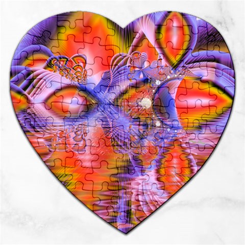 Crystal Star Dance, Abstract Purple Orange Jigsaw Puzzle (Heart) from ArtsNow.com Front