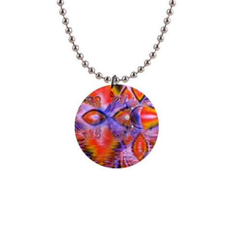 Crystal Star Dance, Abstract Purple Orange Button Necklace from ArtsNow.com Front