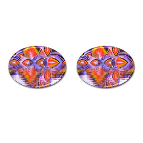 Crystal Star Dance, Abstract Purple Orange Cufflinks (Oval) from ArtsNow.com Front(Pair)