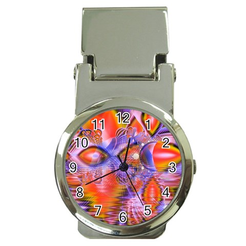 Crystal Star Dance, Abstract Purple Orange Money Clip with Watch from ArtsNow.com Front