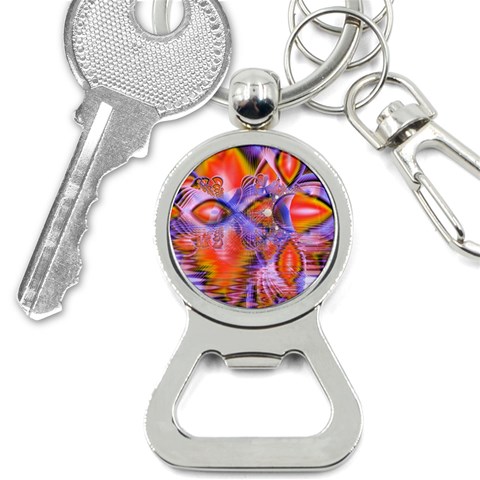 Crystal Star Dance, Abstract Purple Orange Bottle Opener Key Chain from ArtsNow.com Front